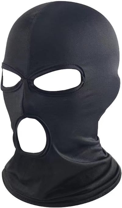 Bivakmuts Hoed Masker - Volgelaatsmasker - Buitensporten - Ademend Lycra Materiaal - Drie Gaten - Zwart