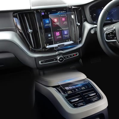 Set van 2 gehard glazen schermbeschermers voor Volvo modellen 2017-2024, 9H krasbestendig, ideaal voor navigatiescherm en touchscreen bescherming
