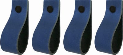Handles and more - 4x Leren handgrepen - lusjes - Blauw - XS (12,6cm) - incl. 3 kleuren schroefjes (handgreepjes - leren greepjes - leren lusjes)