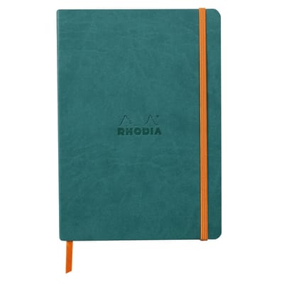 Rhodia Softcover Notitieboek – A5 – 80 Bladen – Gelijnd – Ivoorkleurig Papier 90 g/m² – Met Elastieksluiting - Pauwblauw