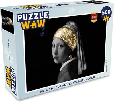 Puzzel Meisje met de parel - Vermeer - Goud - Legpuzzel - Puzzel 500 stukjes
