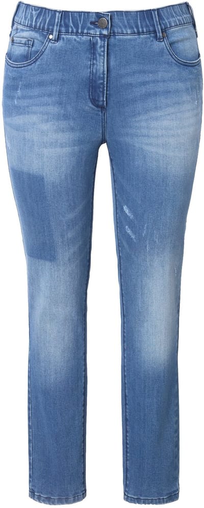 Ulla Popken - Dames - Sarah jeans spray-effecten smalle pijpen stretch - Blauw denim - Maat 62
