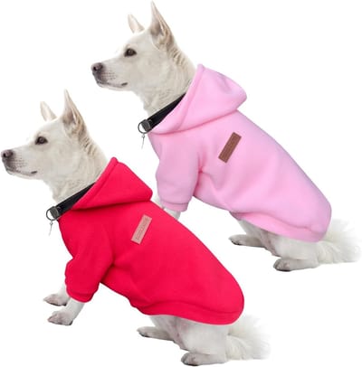 Hondenhoodies en Sweaters voor Kleine Honden, Zacht en Warm, Set van 2 (Roze + Rood, XS)
