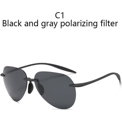Ellipse Ultra-licht TR90 Zonnebril UV-Bescherming Pad-Vormig Ontwerp Voor Mannen Rijdersbril Polarizing film black