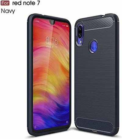 Ntech Soft Brushed TPU Hoesje voor Hoesje Geschikt voor Xiaomi Redmi Note 7 - Donker Blauw