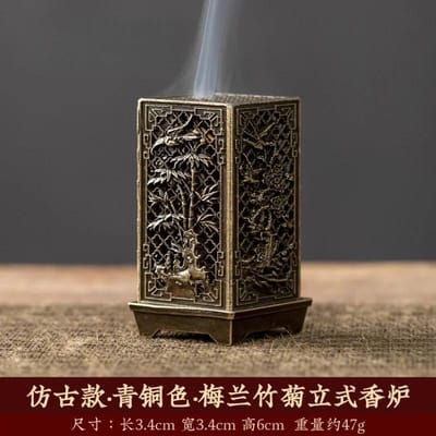 Vierkante verticale wierookbrander, klein, Xiangyun legering wierookhouder, aromatherapie voor binnen, ornament, Chinese pruim wierookbranders black