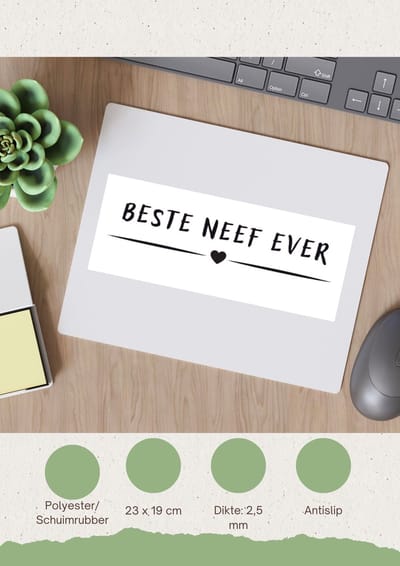 Akyol - beste neef ever Muismat - Neef - cousin - leuk cadeau voor je neef - 23 bij 19 cm