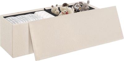 Opbergbank - Poef Kruk - Woonkamer Organisatie - Robuust MDF Frame - 110 cm - Beige