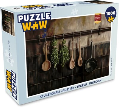 Puzzel Keukengerei - Rustiek - Tegels - Kruiden - Legpuzzel - Puzzel 1000 stukjes volwassenen