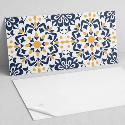 Coloray Wandpanelen Zelfklevend - Bloemenmandala-patroon PVC Wandpaneel - 100 cm x 50 cm - Geel Wandbekleding Zelfklevend - 1 stuk - Mozaïeken Wandpanelen Zelfklevend - Wandpaneel Keuken - Wandpanelen Badkamer