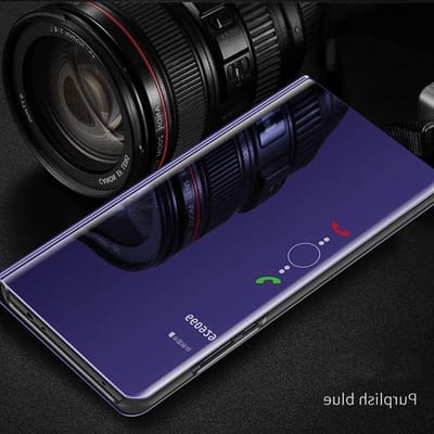Boekstijl Spiegel Ontwerp Hoes voor Samsung Galaxy A17 5G, Full Protection, Flip Folio, Paars, Met Stand en Bumper