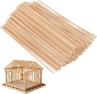 200 Stuks 300x3mm Vierkante Houten Stokken voor Creatieve DIY Projecten, Houtbewerking en Modelbouw