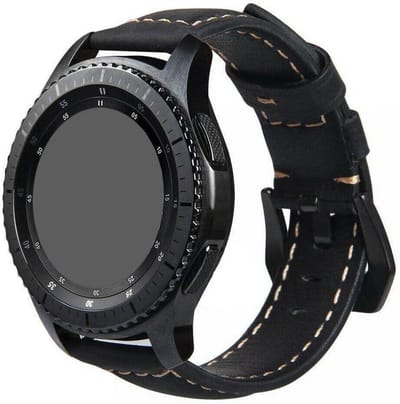 Strap-it Smartwatch bandje leer - geschikt voor Garmin Vivoactive 3 / Vivoactive 5 / Venu / Venu SQ / Vivomove HR / Forerunner 245 / 570 - 42mm / 645 - zwart