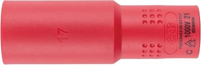 Wurth - VDE-dopsleutel, 3/8 inch zeskant, lang - VDE 3/8 inch dopsleutel, metrisch, zeskant, lang x 1 st Soort aandrijving Binnenvierkant Sleutelwijdte 17 mm
