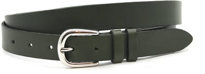 Damesriem groen - Smalle leren riem 3cm met zilverkleurige gesp - Leer - Smalle riem - Casual chique - Maat 85