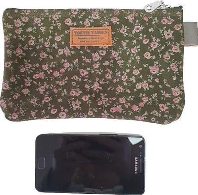 Toetie & Zo Handgemaakte Etui - Leer - Groen - Bloemen - Telefoontas - Makeuptas - Pennenetui - Medicijnhoesje - Leder