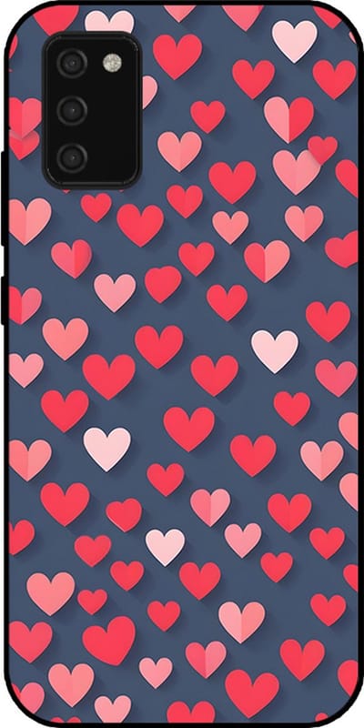 Smartphonica Telefoonhoesje Geschikt voor Samsung Galaxy A02s/A03s met Roze en Rode Hartjes Opdruk - TPU Backcover Case With Rosé and Red Heart Design geschikt voor Samsung Galaxy A02s;Samsung Galaxy A03S