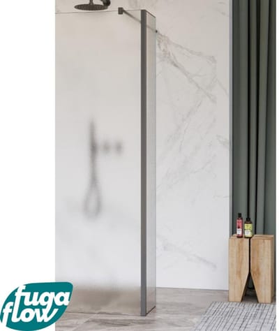 FugaFlow Eccelente Vetro zijwand - 30x200cm - mat glas - 8mm - met hoekprofiel - gunmetal -
