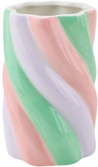 Housevitamin Vaas - Bloemenvaas Kabel Spek - Dolomiet - Roze/Mintgroen/Lila - 10x10x15cm