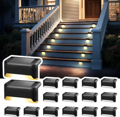 Ynkkvre - terraslampen set - 16 stuks - zonne-energie LED lampen - waterdicht - voor hek, trap, balustrade, muur, binnenplaats, patio en tuin