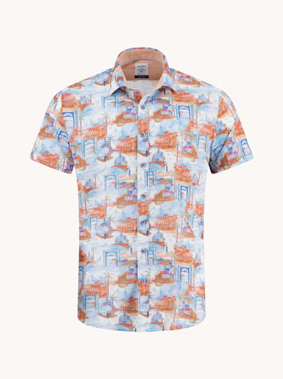 A Fish Named Fred A Fish Named Fred Overhemd Korte Mouw Island Orange  4XL