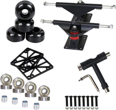 Skateboard Onderdelen Set - Longboard Assen - Straat Skaten - Compleet Gereedschap - 8 inch Decks - Metaal Finish