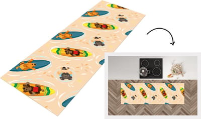 Keukenloper - Loper keuken - Honden - Surfen - Patroon - 150x50 cm - Keukenloper vinyl