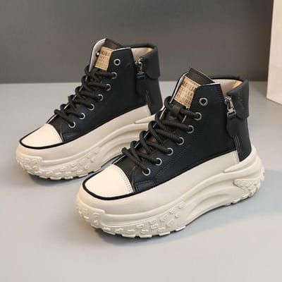 Nieuwe damesschoenen met ronde neus, dikke zool en verhoogde hoogte voor sport en vrije tijd, antislip en ultrazachte dad-schoenen 40 black