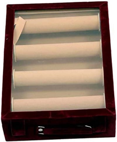 Bangle Box - Sieraden Opberger - Armbanden Organiseren - Fluweel Gevoerd - 30x20x7 cm - Bordeaux Rood