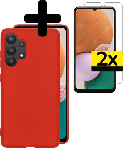 Hoesje - Met 2x Screenprotector - Geschikt voor Samsung Galaxy A13 4G - Sterk & Shockproof - Back Cover - Siliconen Case - Telefoon Hoes - Telefoonhoesjes - Rood