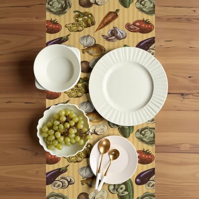 ABAKUHAUS kleurrijke tafelloper, vluchtige groenten, eetkamerkeuken rechthoekige decoratieve tafelloper, 40 x 180 cm, meerkleurig