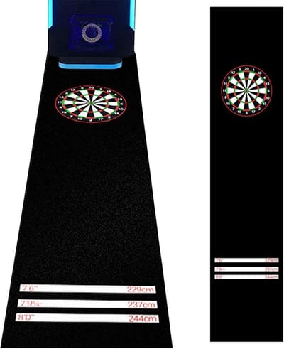 Dartmat Nylon - Vloerbeschermer Tapijt - Oefenen Darts - Antislip Werplijnen - 300x66cm - Zwart