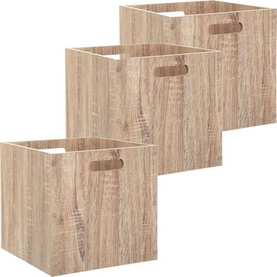 5Five Houten kistje/Opbergmand - 3x - hout - 31 x 31 x 31 cm - 29 liter - inklapbaar