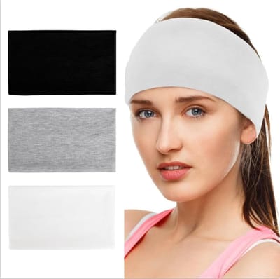 Set van 3 Extra Brede Haarbanden voor Dikke Vrouwenhaar, Rekbare en Antislip Sport Haarbanden voor Activiteiten en Fitness