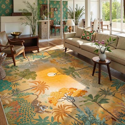 Middernacht Jungle Groen Tapijt voor Woonkamer Decor Tropische Palmboom Slaapkamer Lounge Balkon Sofa Mat Salontafel Eetkamer 120*160cm