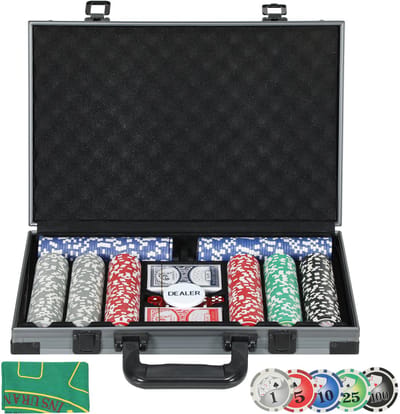 SPORTNOW-Pokerset-PS, Polyester-39,5L x 28B x 8H cm-Grau