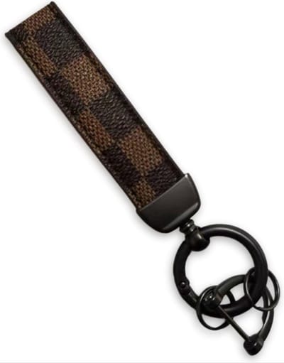 *** Luxe Sleutelhanger - Bruin Patroon met Antraciet Hanger - auto /huissleutel - van Heble® ***
