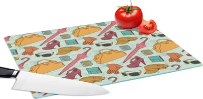 Glazen Snijplank - 39x28 - Kleren - Paraplu - Seizoenen - Design - Snijplanken Glas