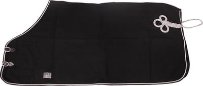 QHP Luxe Wollen deken met ornament - Black W/Silver - 165