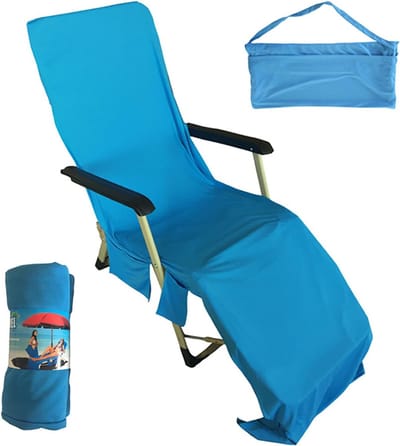 Koelende Strandstoel Handdoek - Sneldrogende Microvezel Ligstoelhoes Met Sterk Absorberend Vermogen Voor Strandstoel En Ligbed - Blauw - 75 x 210 cm