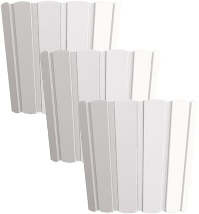 Set van 3x stuks prosperplast wood-look plantenpot - dia 24 cm/hoogte 22 cm - parel wit - kunststof - binnen/buiten bloempot