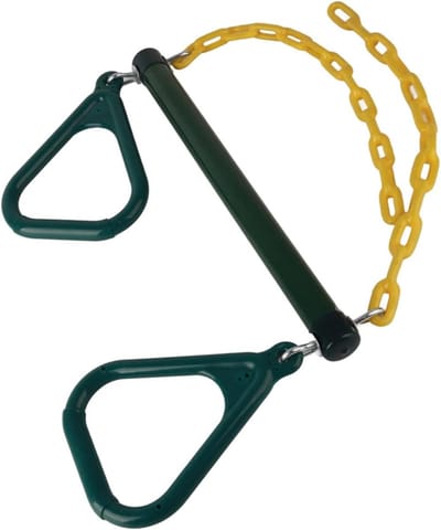 Trapeze Schommelset - Schommelstang Ringen - Buiten Spelen - Gecoate Stalen Kettingen - 73x45 cm - Groen