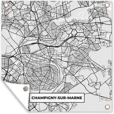 Tuin poster Stadskaart - Frankrijk - Kaart - Champigny-sur-Marne - Plattegrond - 200x200 cm - Tuindoek