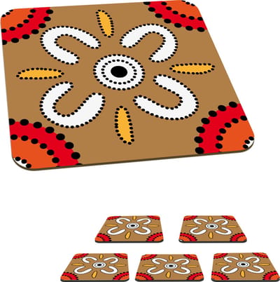Onderzetters voor glazen - Design - Bloemen - Stippen - 10x10 cm - Glasonderzetters - 6 stuks