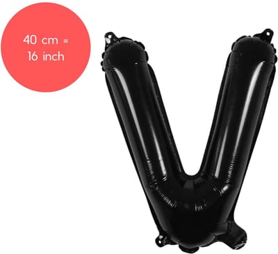 Fienosa Letter Ballonnen - Letter V - Zwart - Kleur Zwart - 40 cm - Helium Ballon - Verjaardag Ballon - Verjaardag versiering