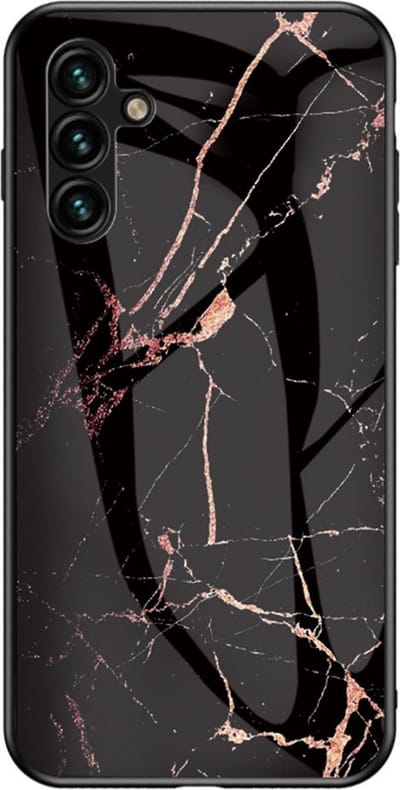 Coverup Hoesje - Geschikt voor Samsung Galaxy A54 Hoesje - Coverup Marble Glass Back Cover - Zwart / Goud