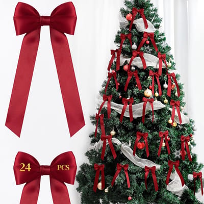 Dailygoods - 24 Stuks Dubbelzijdige Kerstlinten voor Geschenken en Decoratie