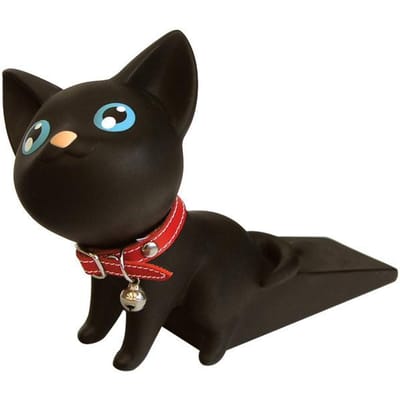 Cartoon Deurstopper Schattig Dierenvormig Ponsvrij Decoratieve Deurwig voor Thuis Kantoor Zwarte Kat