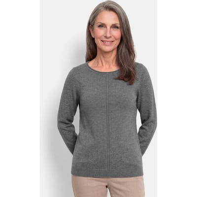 Tricot pullover van zuivere merinowol - grijs / gemêl. - Gr. 19 van Goldner Fashion