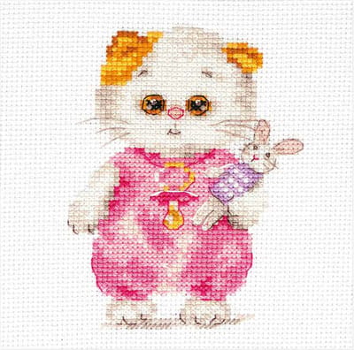 Borduurpakket ALISA - Li-li Baby with a Bunny - Baby lili met een konijntje - telpatroon om zelf te borduren